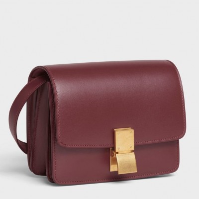 Celine Classic Box Small Bag In Bordeaux Box Calfskin LDBS243511