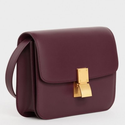 Celine Classic Box Teen Bag In Burgundy Box Calfskin LDBS243490