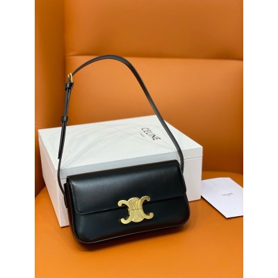 Celine Claude Shoulder Bag in Black Calfskin LDBS243505