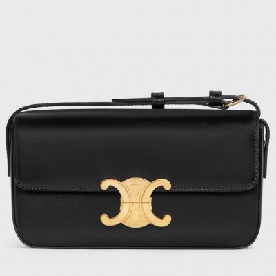 Celine Claude Shoulder Bag in Black Calfskin LDBS243505