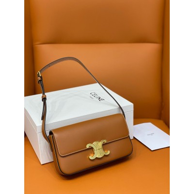 Celine Claude Shoulder Bag in Brown Calfskin LDBS243515