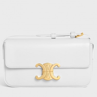 Celine Claude Shoulder Bag in White Calfskin LDBS243519