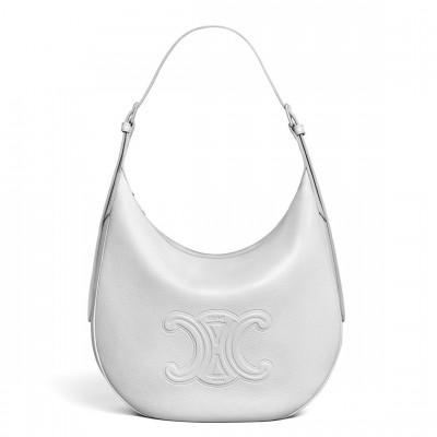 Celine Heloise Cuir Triomphe Bag in White Calfskin LDBS243537