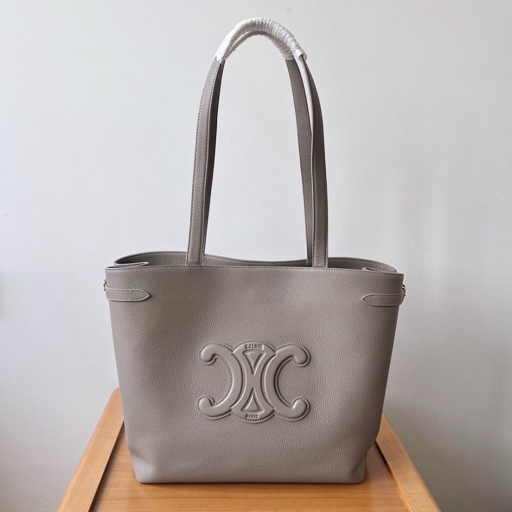 Celine Medium Cabas Anais Cuir Triomphe Bag in Grey Leather LDBS243565