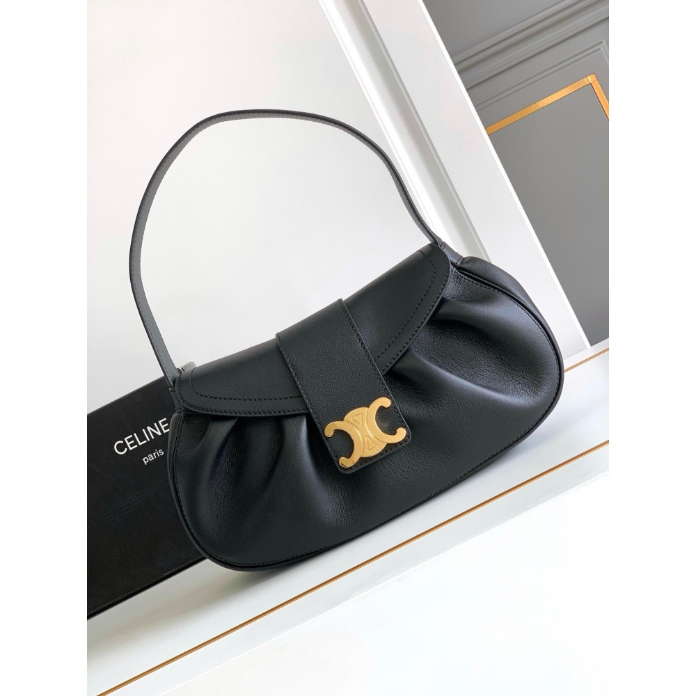 Celine Medium Polly Shoulder Bag in Black Calfskin LDBS243536