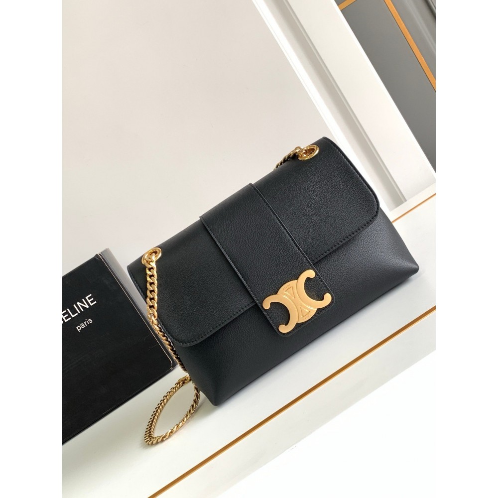 Celine Medium Victoire Bag in Black Calfskin LDBS243543