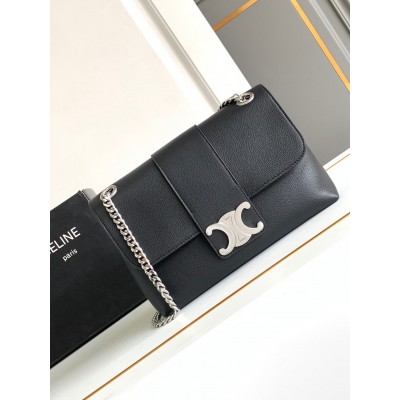 Celine Medium Victoire Bag in Noir Calfskin LDBS243554