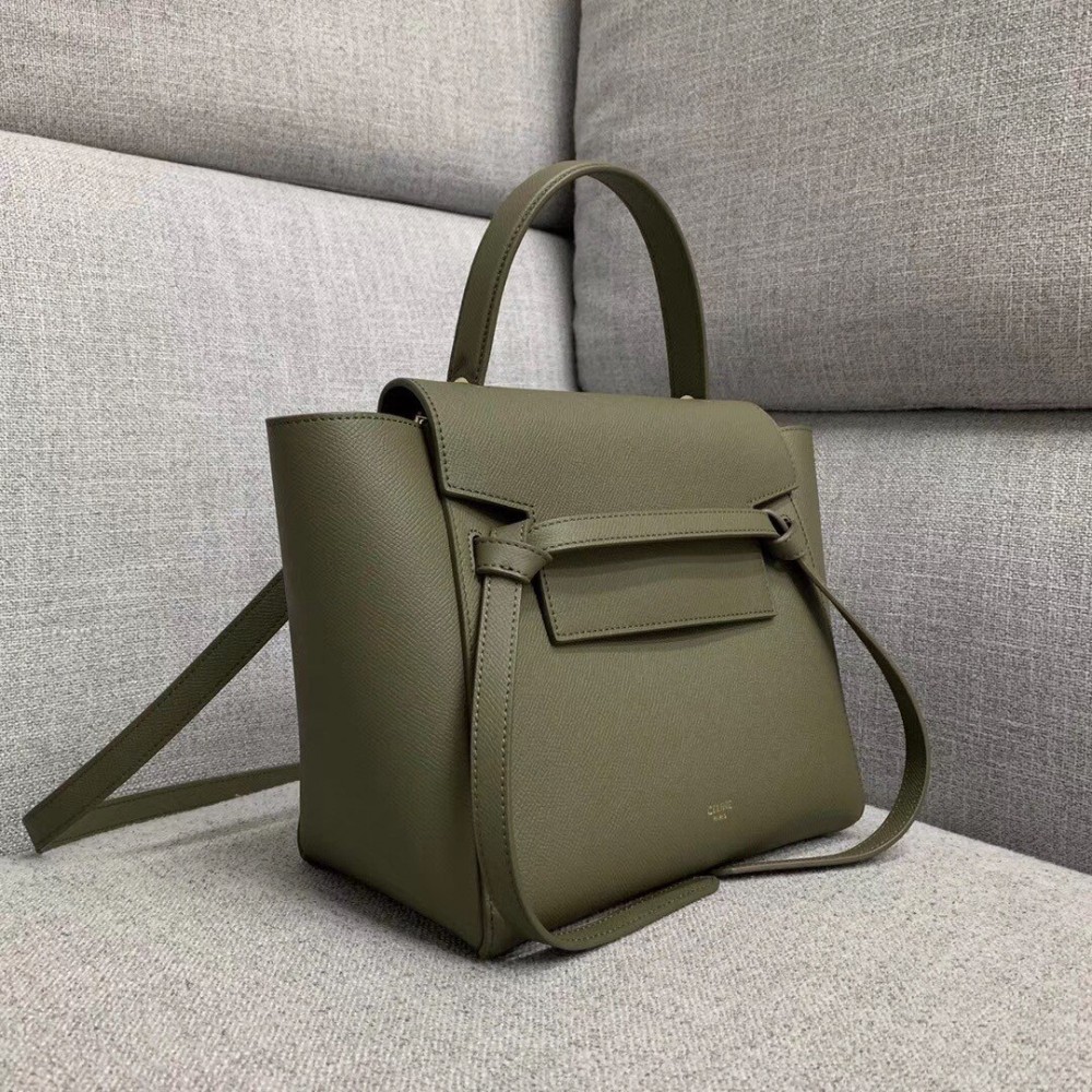 Celine Micro Belt Bag In Army Green Grained Calfskin LDBS243569