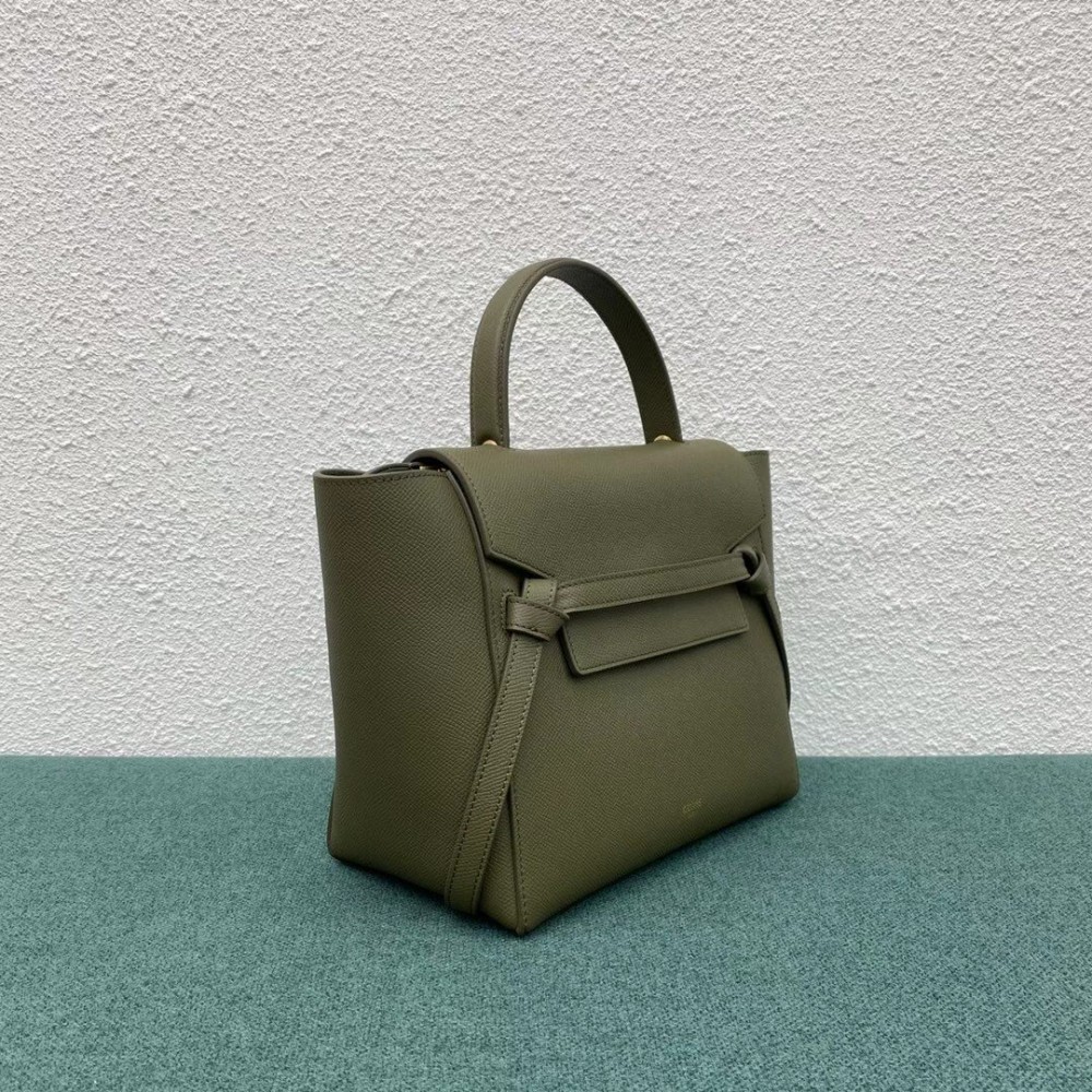 Celine Micro Belt Bag In Dark Olive Grained Calfskin LDBS243535