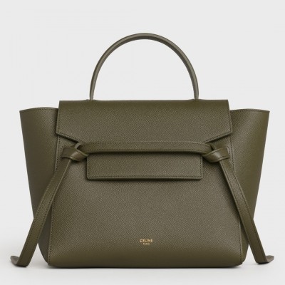 Celine Micro Belt Bag In Dark Olive Grained Calfskin LDBS243535