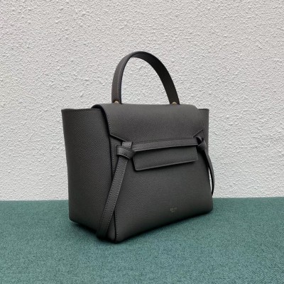 Celine Micro Belt Bag In Grey Grained Calfskin LDBS243539