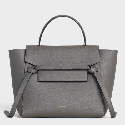 Celine Micro Belt Bag In Grey Grained Calfskin LDBS243539