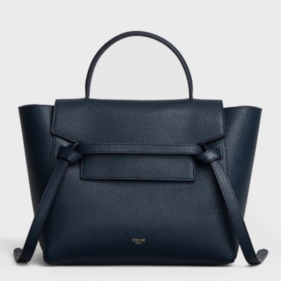 Celine Micro Belt Bag In Navy Blue Grained Calfskin LDBS243558