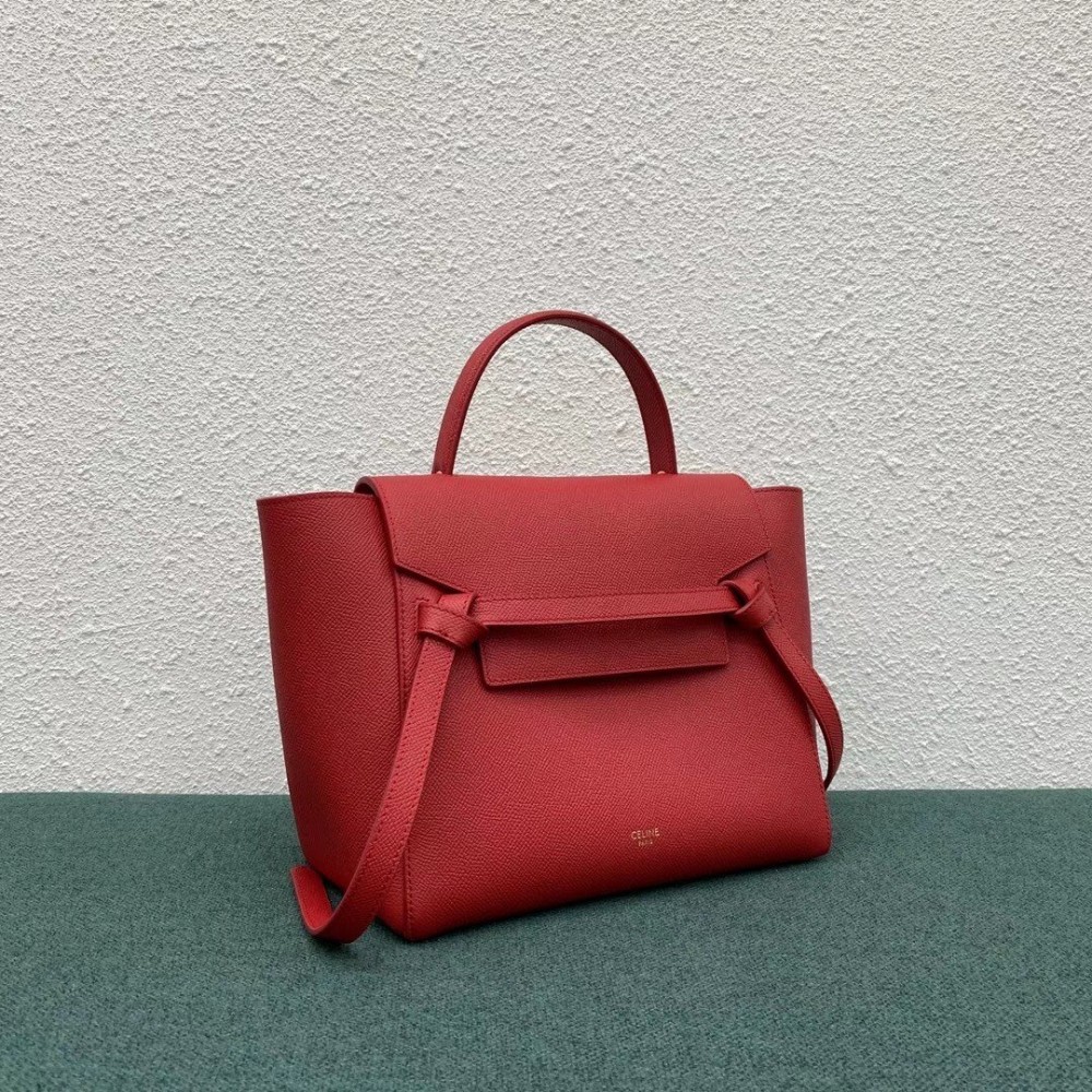 Celine Micro Belt Bag In Red Grained Calfskin LDBS243563