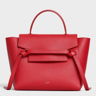 Celine Micro Belt Bag In Red Grained Calfskin LDBS243563