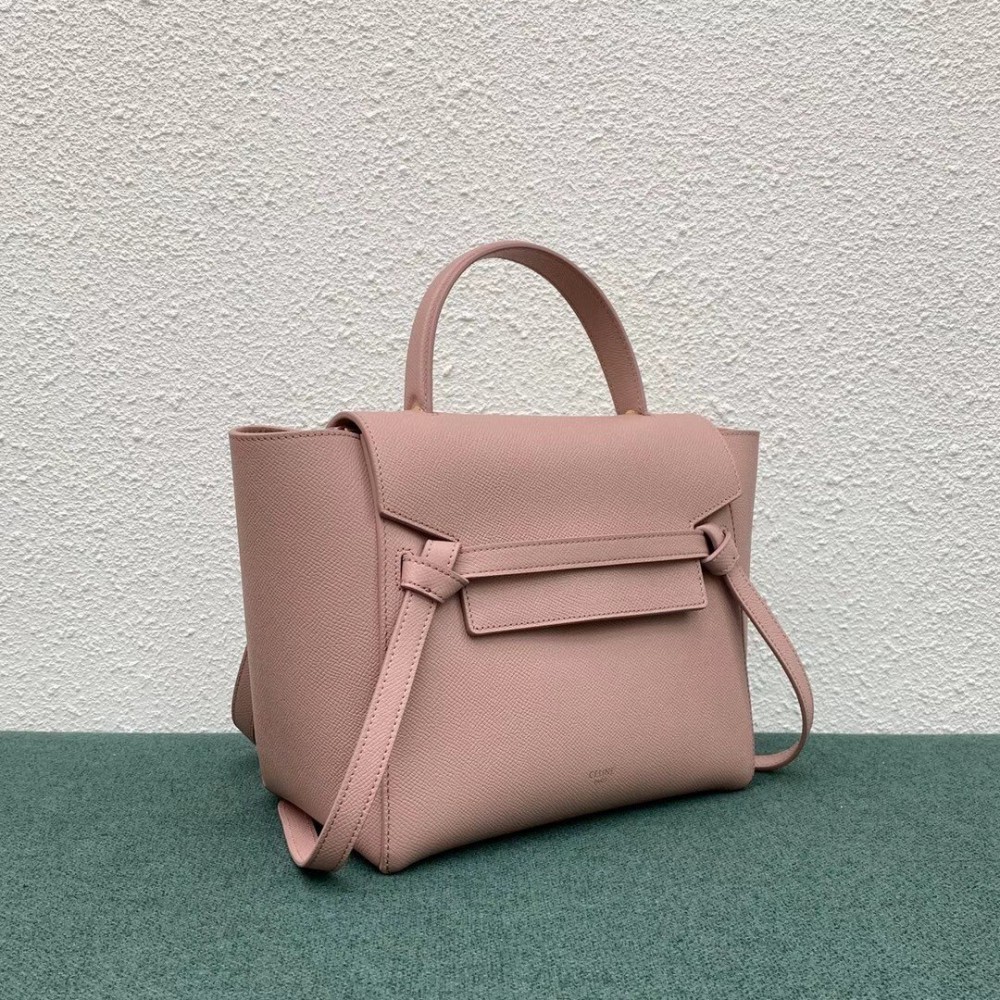 Celine Micro Belt Bag In Vintage Pink Grained Calfskin LDBS243573