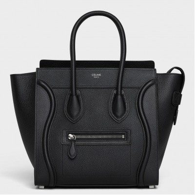 Celine Micro Luggage Tote Bag In Black Drummed Calfskin LDBS243542