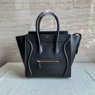 Celine Micro Luggage Tote Bag In Black Smooth Calfskin LDBS243549