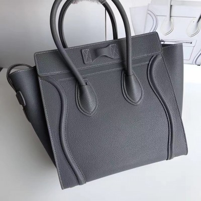 Celine Micro Luggage Tote Bag In Kohl Drummed Calfskin LDBS243561