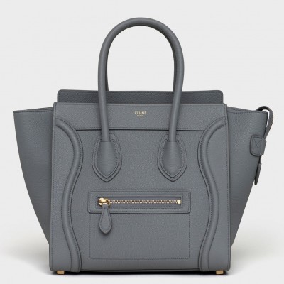 Celine Micro Luggage Tote Bag In Kohl Drummed Calfskin LDBS243561