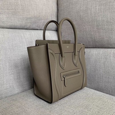 Celine Micro Luggage Tote Bag In Souris Drummed Calfskin LDBS243579