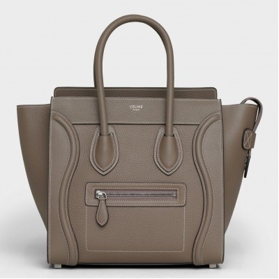 Celine Micro Luggage Tote Bag In Souris Drummed Calfskin LDBS243579