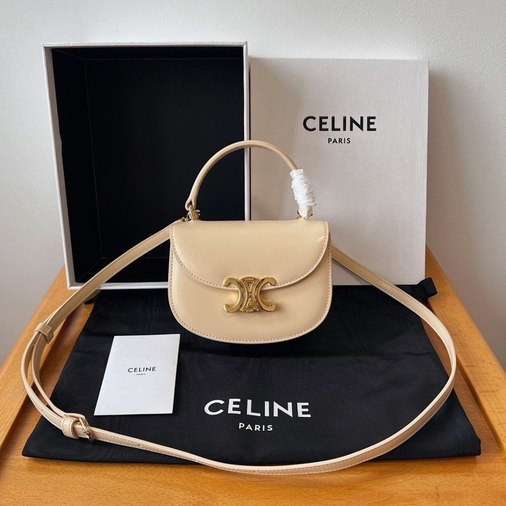 Celine Mini Besace Clea Bag in Nude Calfskin LDBS243550