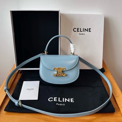 Celine Mini Besace Clea Bag in Pale Blue Calfskin LDBS243556