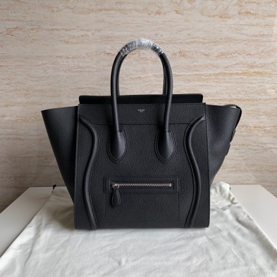 Celine Mini Luggage Tote Bag In Black Drummed Calfskin LDBS243567