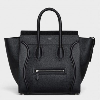 Celine Mini Luggage Tote Bag In Black Drummed Calfskin LDBS243567