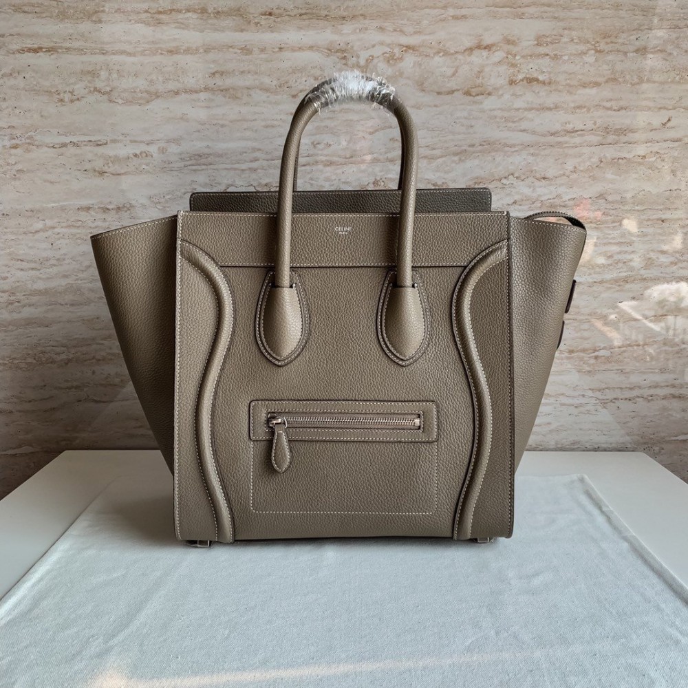 Celine Mini Luggage Tote Bag In Souris Drummed Calfskin LDBS243576