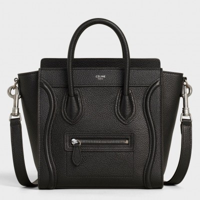 Celine Nano Luggage Tote Bag In Black Drummed Calfskin LDBS243581