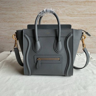 Celine Nano Luggage Tote Bag In Kohl Drummed Calfskin LDBS243583