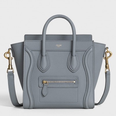 Celine Nano Luggage Tote Bag In Kohl Drummed Calfskin LDBS243583