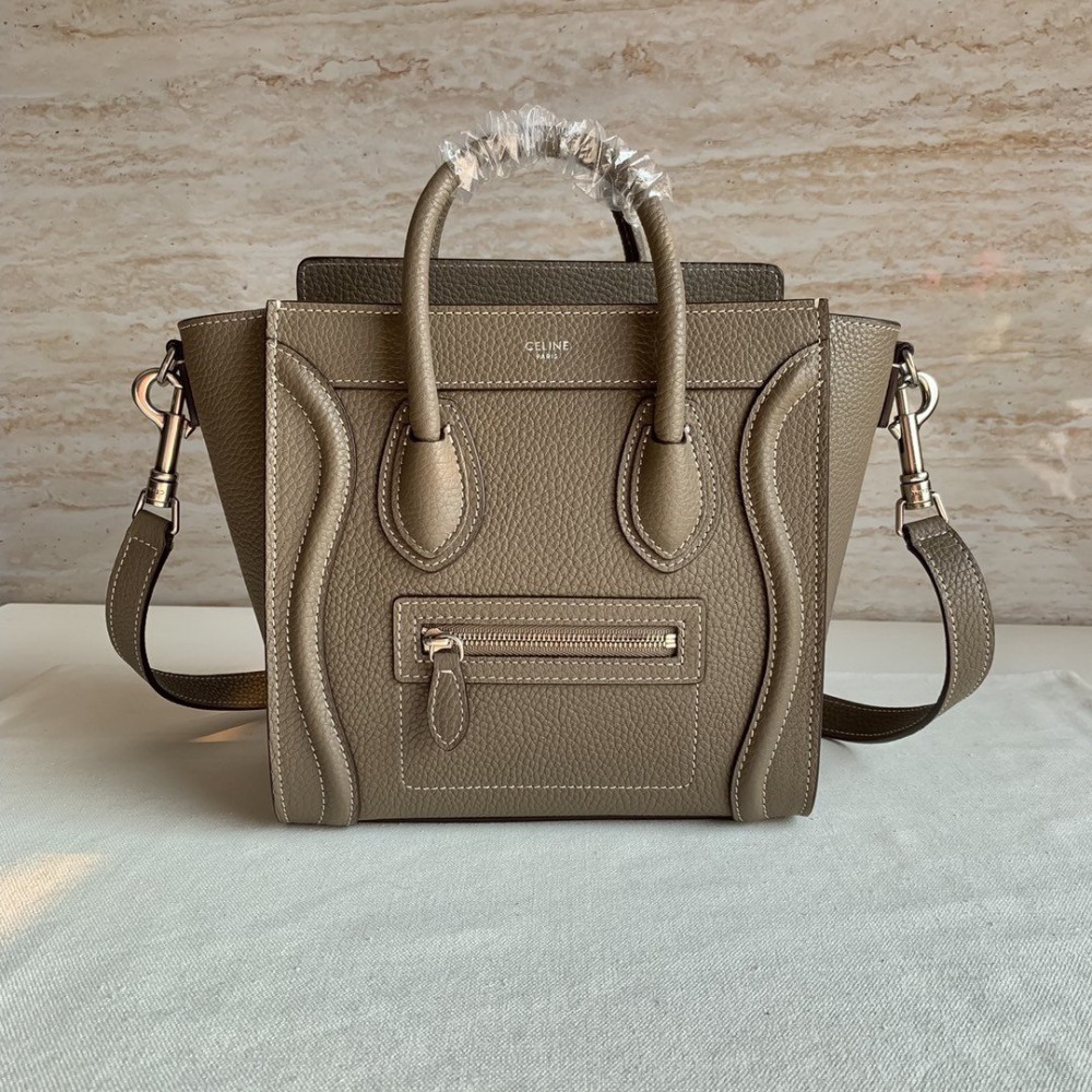 Celine Nano Luggage Tote Bag In Souris Drummed Calfskin LDBS243609