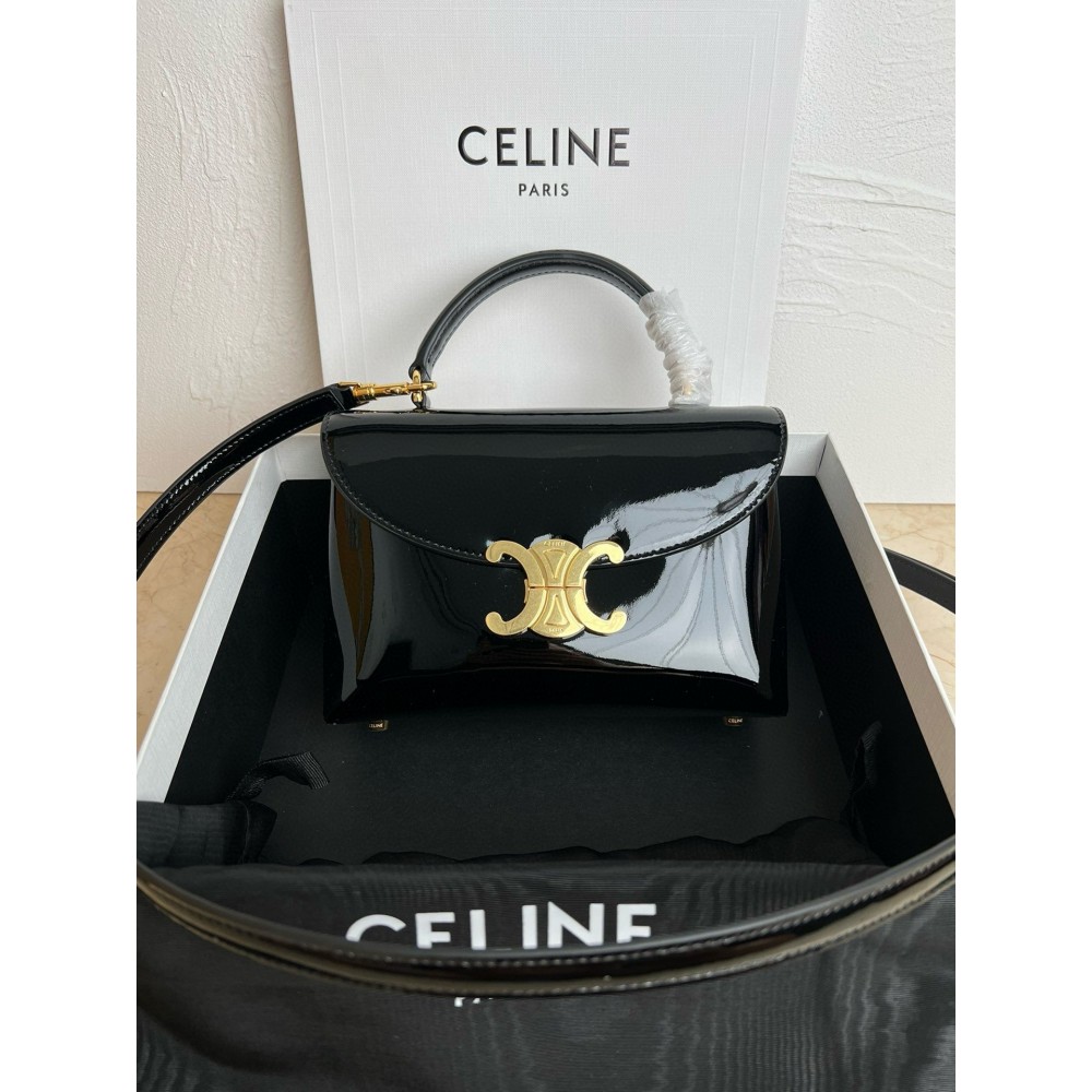 Celine Nino Teen Bag in Black Patent Calfskin LDBS243591