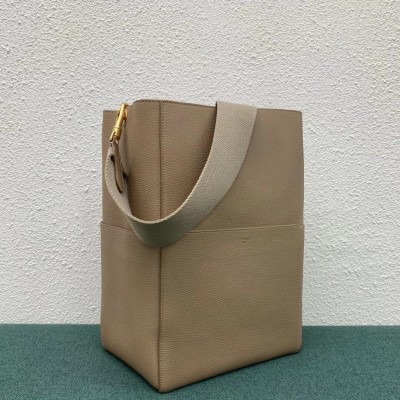 Celine Sangle Bucket Bag In Taupe Grained Calfskin LDBS243615