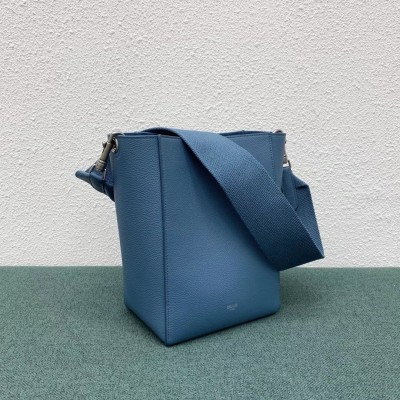 Celine Sangle Small Bucket Bag In Slate Blue Calfskin LDBS243589