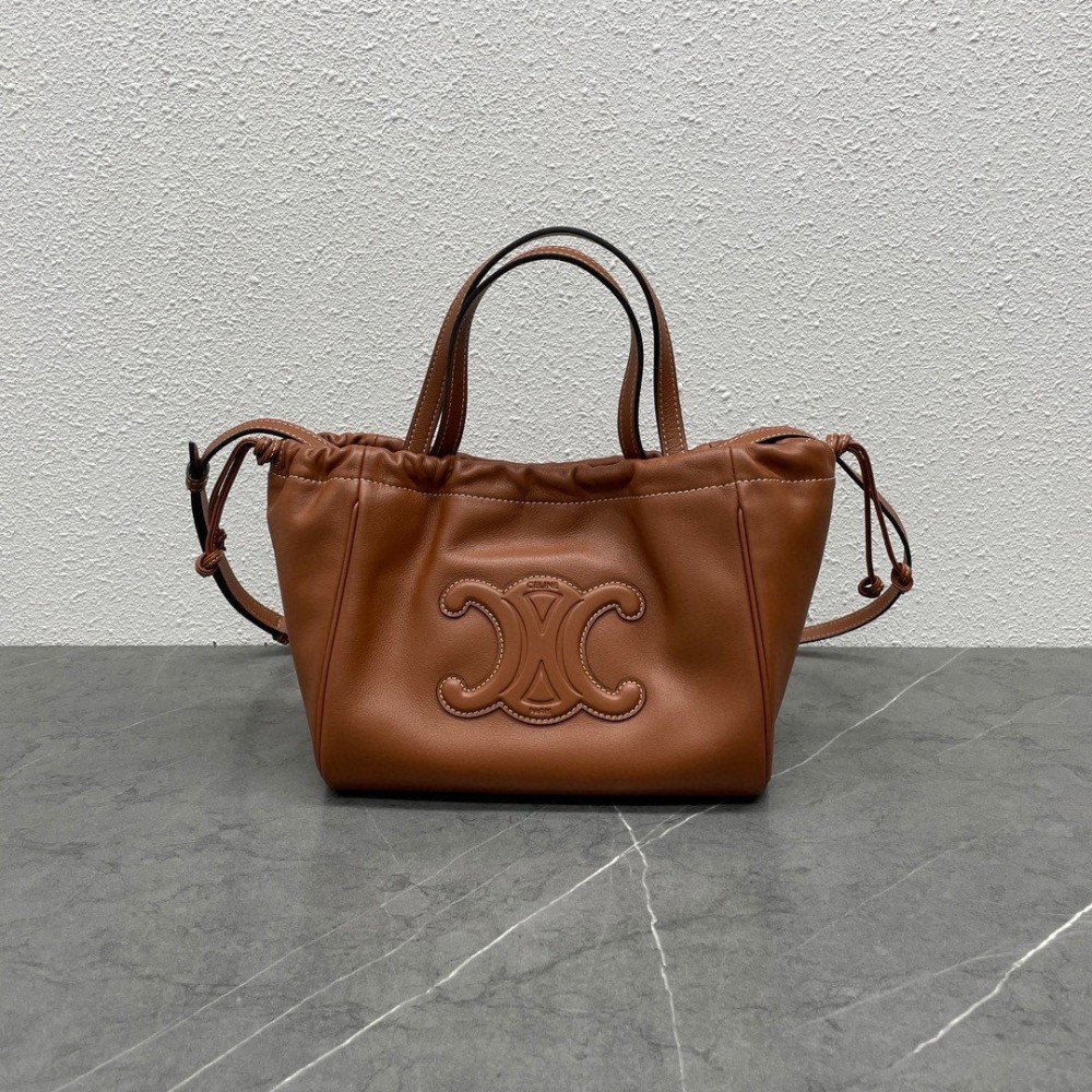 Celine Small Cabas Drawstring Cuir Triomphe Bag in Brown Calfskin LDBS243599