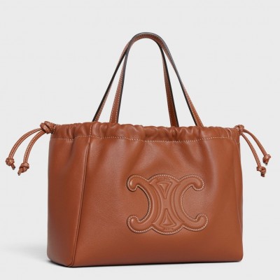 Celine Small Cabas Drawstring Cuir Triomphe Bag in Brown Calfskin LDBS243599