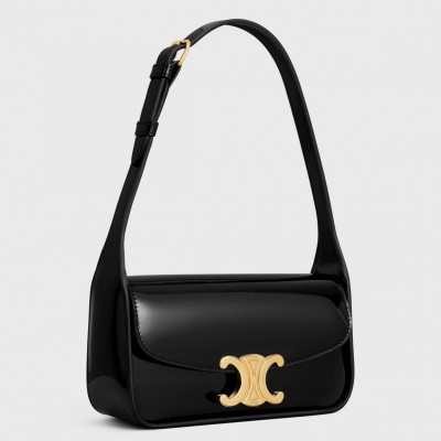 Celine Terence Shoulder Bag in Black Patent Calfskin LDBS243605