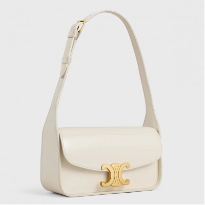 Celine Terence Shoulder Bag in White Patent Calfskin LDBS243611