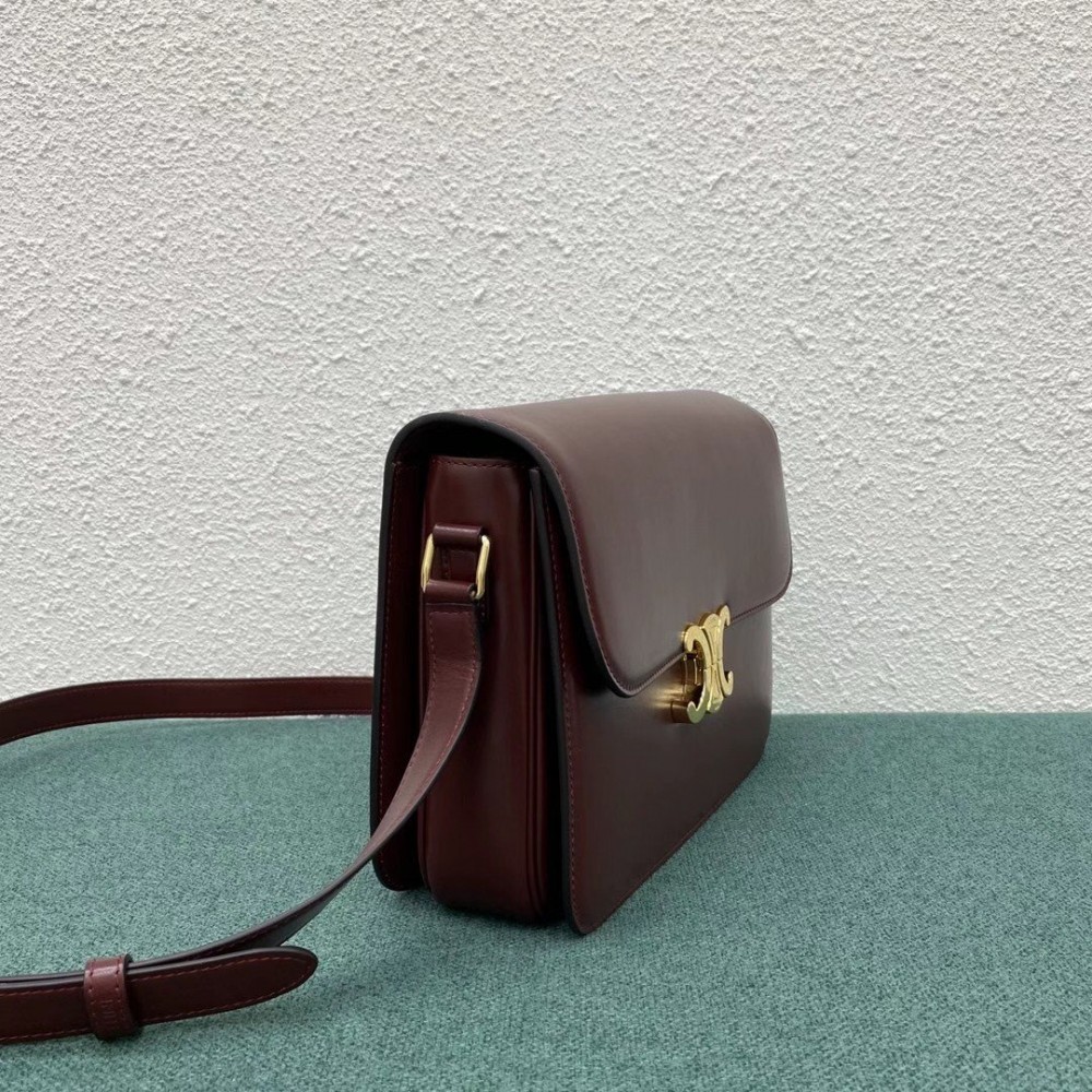 Celine Triomphe Large Bag In Bordeaux Calfskin LDBS243633