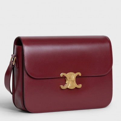 Celine Triomphe Large Bag In Bordeaux Calfskin LDBS243633