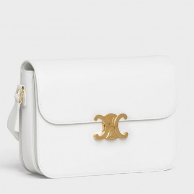 Celine Triomphe Large Bag In White Calfskin LDBS243657