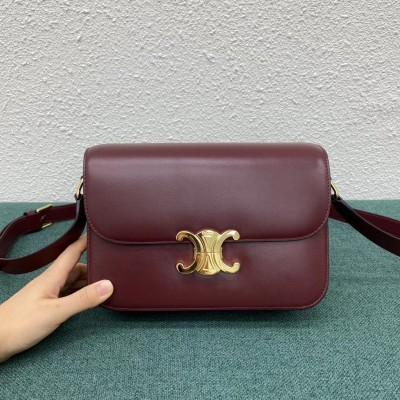 Celine Triomphe Medium Bag In Bordeaux Smooth Calfskin LDBS243671