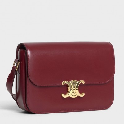 Celine Triomphe Medium Bag In Bordeaux Smooth Calfskin LDBS243671