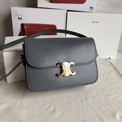 Celine Triomphe Medium Bag In Grey Smooth Calfskin LDBS243634