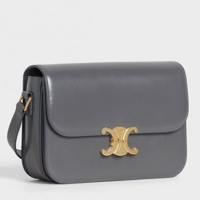 Celine Triomphe Medium Bag In Grey Smooth Calfskin LDBS243634