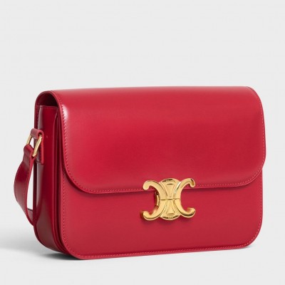 Celine Triomphe Medium Bag In Red Smooth Calfskin LDBS243643